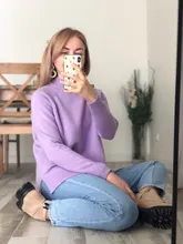 Sweater Pullovers Mock-Neck Beige Purple Winter Green 8-Colors High-Quality Women C-232