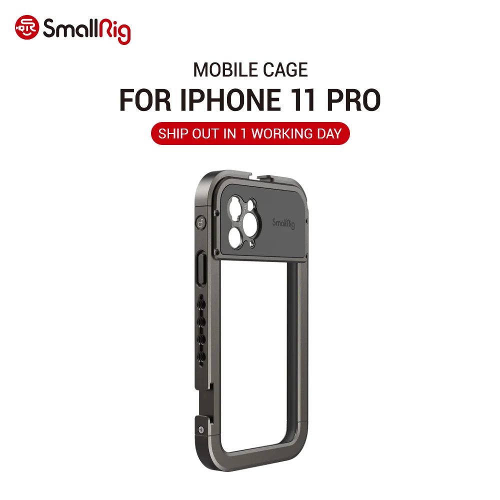 

SmallRig Pro Mobile Phone Cage for iPhone 11 Pro With two cold shoe mounts multiple 1/4 threaded holes 2776