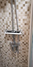 Estante de almacenamiento de baño, Estante de ducha, Estante de bandeja de champú, Perforación libre de una sola capa, Estante de almacenamiento de barra de cabezal de ducha de elevación de baño, Estante De Baño