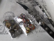 10 unids/lote Nuevo vidrio Snap mezclados, hermosa flor de algodón patrón exótico de cristal de 18mm botones para DIY, brazalete pulsera