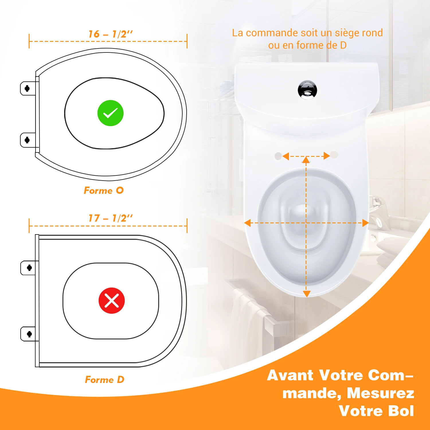 Abattant WC Frein de Chute Lunette de Toilette en Forme O