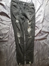 Vaqueros elásticos rasgado roto con cordón para mujer, pantalones largos ajustados de talla grande, gran oferta