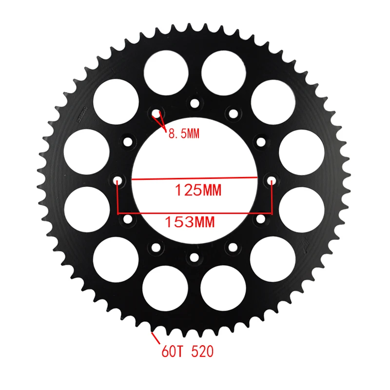 520 38T 39T 40 т 42-45 T 47 т 48 49 50T 51 т 52 53 т 60 т Звездочка для мотоцикла для Honda XR CR crm CRF 125 150 230 250 400 450 500