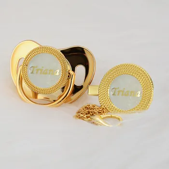 

MIYOCAR Personalized any name 18 colors gold bling pacifier and pacifier clip BPA free dummy Luxury unique design pacifier PPG