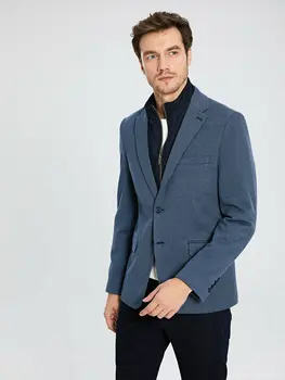 

Detachable Vest Standard Mould Textured Blazer Jacket