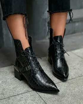 

2021 NEW SEASON WOMEN'S SHOES SQUARE HEEL POINTED TOE NEW MODEL GENUINE LEATHER