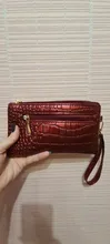 Bolso de mano de PU para mujer, cartera larga informal, monedero de grano Litchi, bolsa con cierre para muñeca, bolsillo para teléfono, tarjetero de crédito