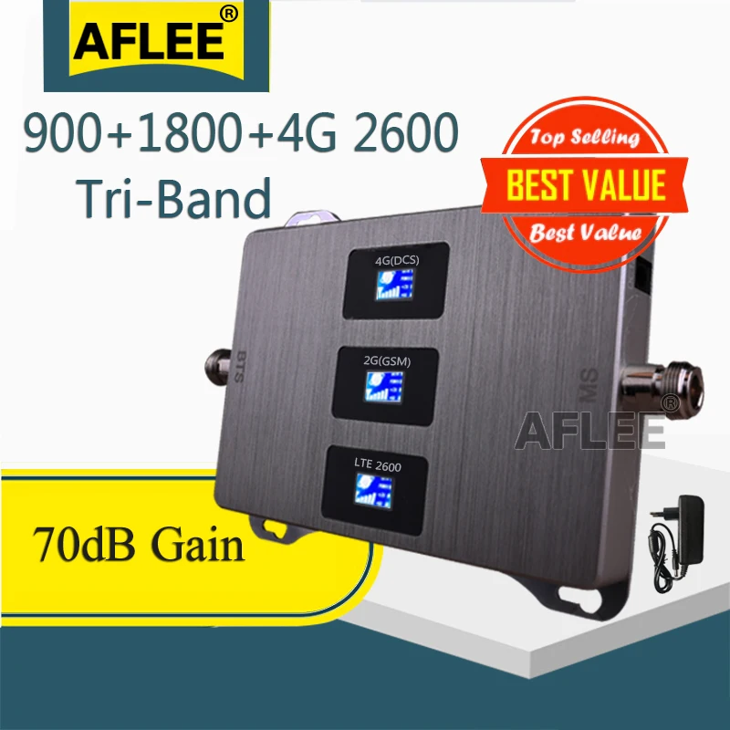 Amplificatore Cellulare Tri-Band, Ripetitore Di Segnale Mobile, Ripetitore Gsm, Dcs Lte, 900, 1800, 2600, 2G, 3G, 4G, 1 Pz