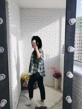 Plaid Shirt Tops Long-Sleeve Office Women Coat Loose Ladies Karsany And