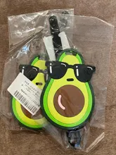 Tarjeta de equipaje de silicona con dibujos de aguacate, etiqueta de viaje, accesorios de viaje