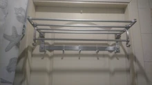 Hanger Towel-Rack Frap Silver Aluminum with Hooks F808 Wall-Mounted Surface-Towel Adjustable