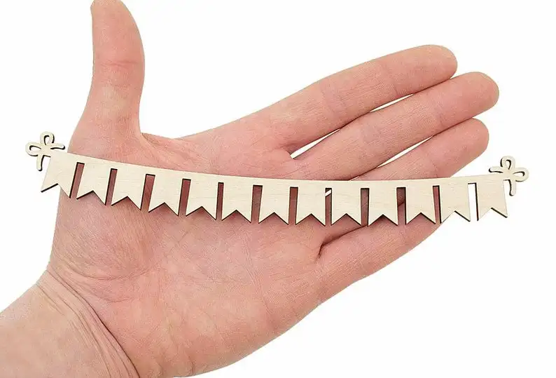 

Wooden Bunting (20cm) Shape Wood Garland Flag Embellishment Craft Decoration Gift Decoupage 0577