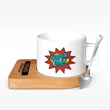 

Personalized Super Dad Design Wood Altlıklı Ceramic Cup-3
