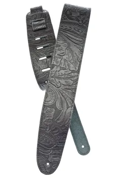 

25le00 embossed leather belt for guitar, black, Planet Waves