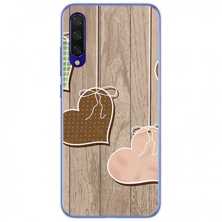 Case Gel Tpu for Xiaomi My 9 Lite design Hearts Wood Drawings |