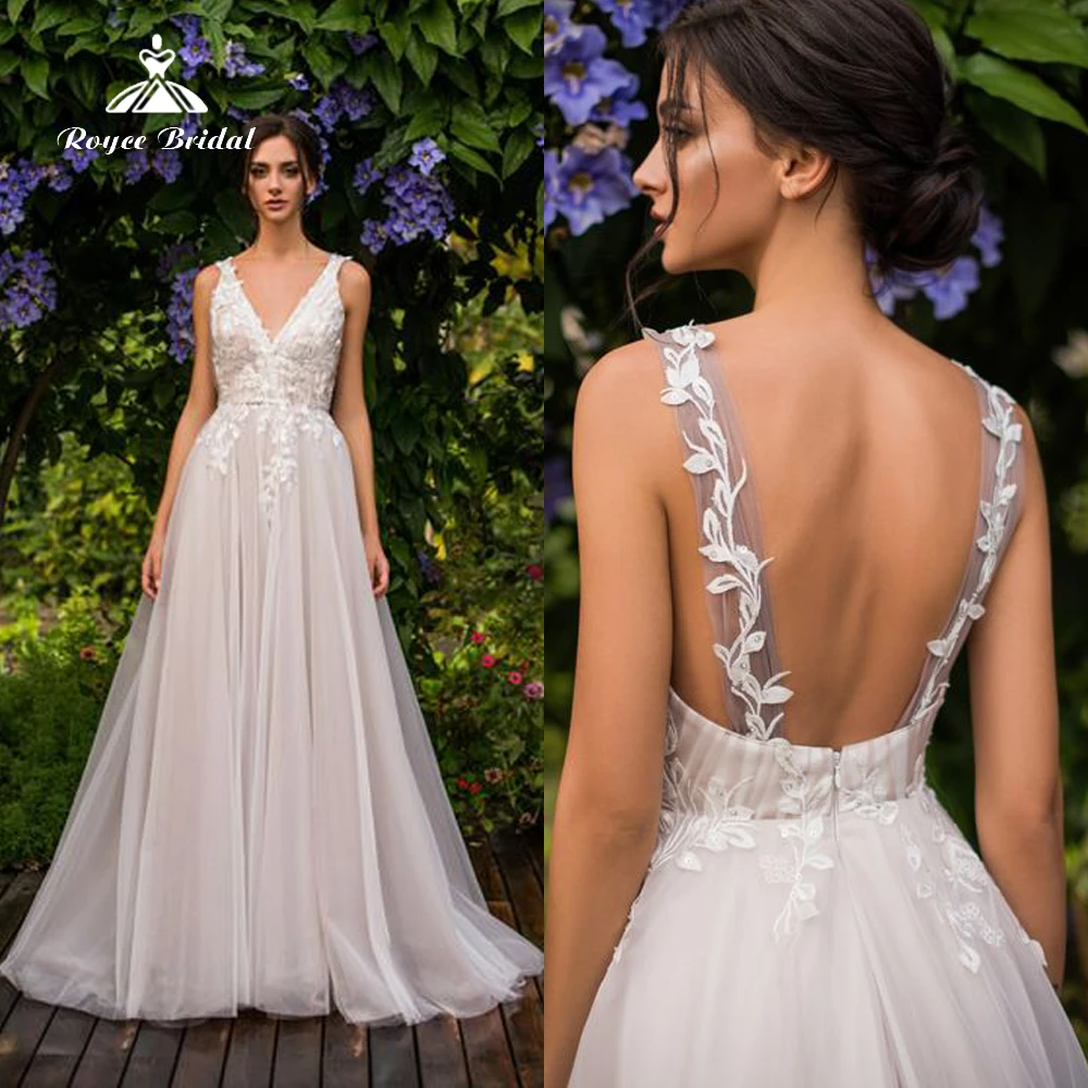Modern Deep V-neck Sequined Lace Appliques A-Line Wedding Dress 2022 Netting Bridal Off the Shoulder Sweep Backless свадебное traditional wedding dresses