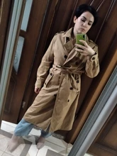 Sashes Coat Outwear Long-Trench Double-Breasted Women Chic 902229 Casual Solid Epaulet