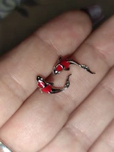 Bamoer-pendientes de esmalte rojo pez para mujer, Plata de Ley 925, pendientes de tuerca Koi para Primavera, joyería de plata SCE812
