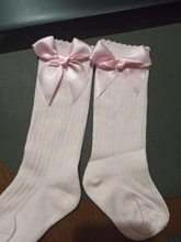 Calcetines de algodón suave para niños pequeños, pajarita grande chicas hasta la rodilla, largo, encaje, ropa de bebé, venta al por mayor