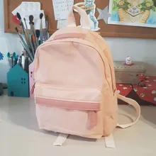 Mochila pequeña de lienzo natural para mujer, morral escolar de Color sólido para adolescentes, dos tamaños, bolsos de hombro de viaje