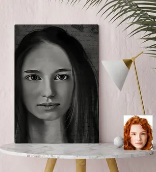 

Personalized Women 'S Charcoal Artistic Portrait Design Canvas Table 30x50cm-28