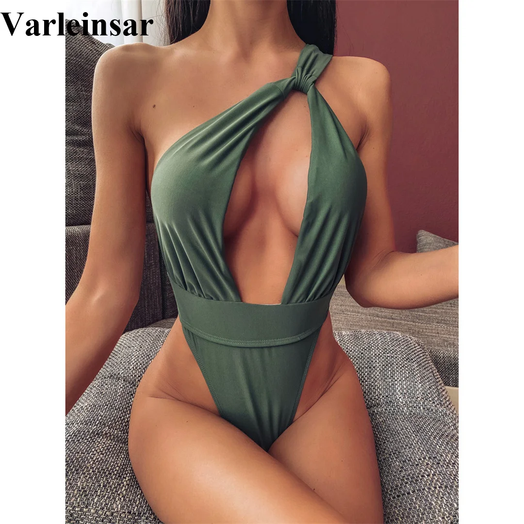 Новинка 2020 сексуальный женский купальный костюм на одно плечо с глубоким