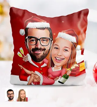 

Personalized Christmas Theme Valentine Caricature Of pillow-2