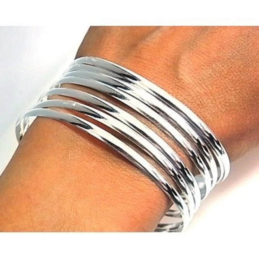 Minoplata Pulsera Semanario Liso de Plata de Ley 3 Mm. de anchas y 65 Mm. de diámetro una joya que siempre está de moda