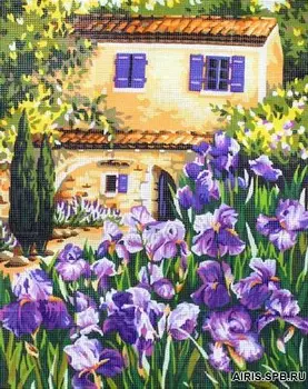 

9880.0142.0154 canvas with a pattern of Royal Paris 'irises at the doma' 45*60 cm