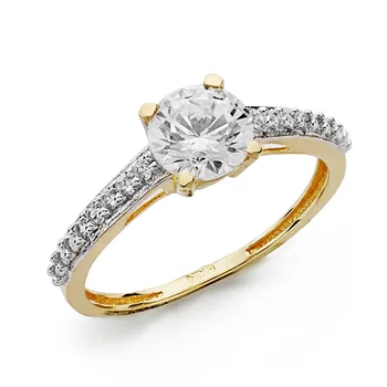 

Solitaire 18k gold two-color rhinestone 6mm. [AA0452]