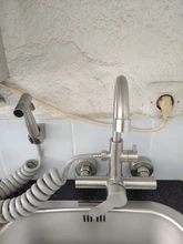 Onyzpily-grifo de fregadero de cocina de acero inoxidable, mezclador de grifo, pulverizador de corriente, cabezal de instalación en pared, níquel cepillado 304