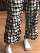 Pantalones largos sencillos Vintage a cuadros para mujer, pantalón de pierna ancha, informal, moda urbana