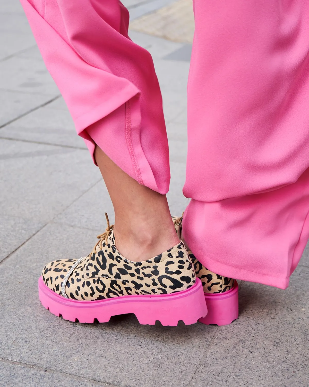 Roze Zool Luipaard Echt Leer Echt Suede Oxford 2021 Punk Ontwerp Schoenen  Vrouwen Lente Herfst Platform Schoenen Ronde Neus Slip zapatillas mujer  лоферы женские shoes Женские Балетки кроссовки женские sapatos femininos _ -