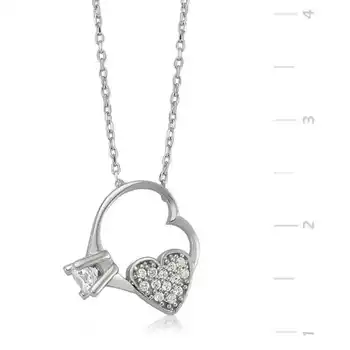 

KUTAYDAN 925 Sterling Silver Heart Single Gem Women 'S Necklace