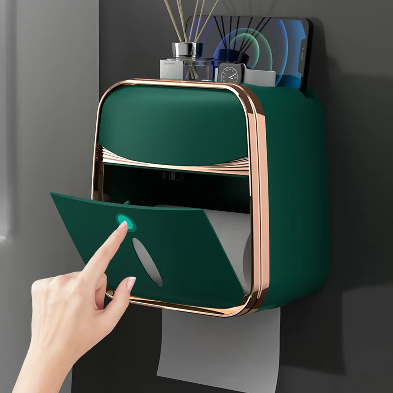 Wall-Mounted Toilet Tissue Holder Bathroom Storage Box Waterproof Paper Extraction Organzier |