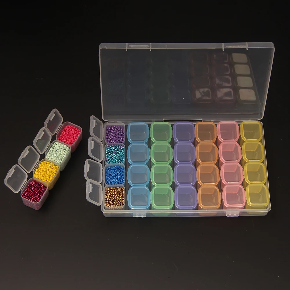 28 Grids Diamond Painting Storage Box with Portable Bead Storage