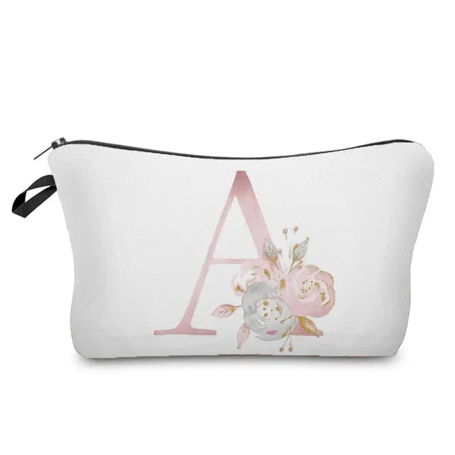 Flowers Alphabet Printed Cosmetic Bags  Bridal Party Make Up Bags Pouch Necessaries Lady Tote Bride Bridesmaid Proposal Gift hz2397