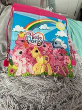 Mochila De tela no tejida My Little poni para niños y niñas, Bolsa Escolar de viaje, regalo de cumpleaños, con cordón Mochila, 1 Uds.