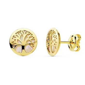 

Earrings 18k gold Tree of life 8mm. Mother-of-pearl fence [AB8854]