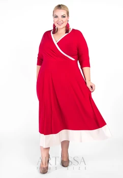 

Dress artessa plus size, well-tailoring, three quarter sleeve, midi length.