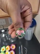 Joyería de estilo Retro dorado para mujer, anillo pintado a mano con aceite, joyería