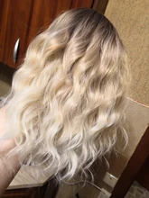 AISI QUEENS corto marrón peluca pelucas sintéticas con flequillo para las mujeres púrpura de la onda de agua Natural Bob pelucas resistente al calor falso pelo