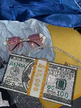 Rhinestone Purse Stack Handbags Shoulder Money-Clutch Dollars Cash Wedding-Dinner-Bag