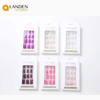 

12 pcs/set new fashion false nails art 3D, with purplish, nail extensions, nail art accessories