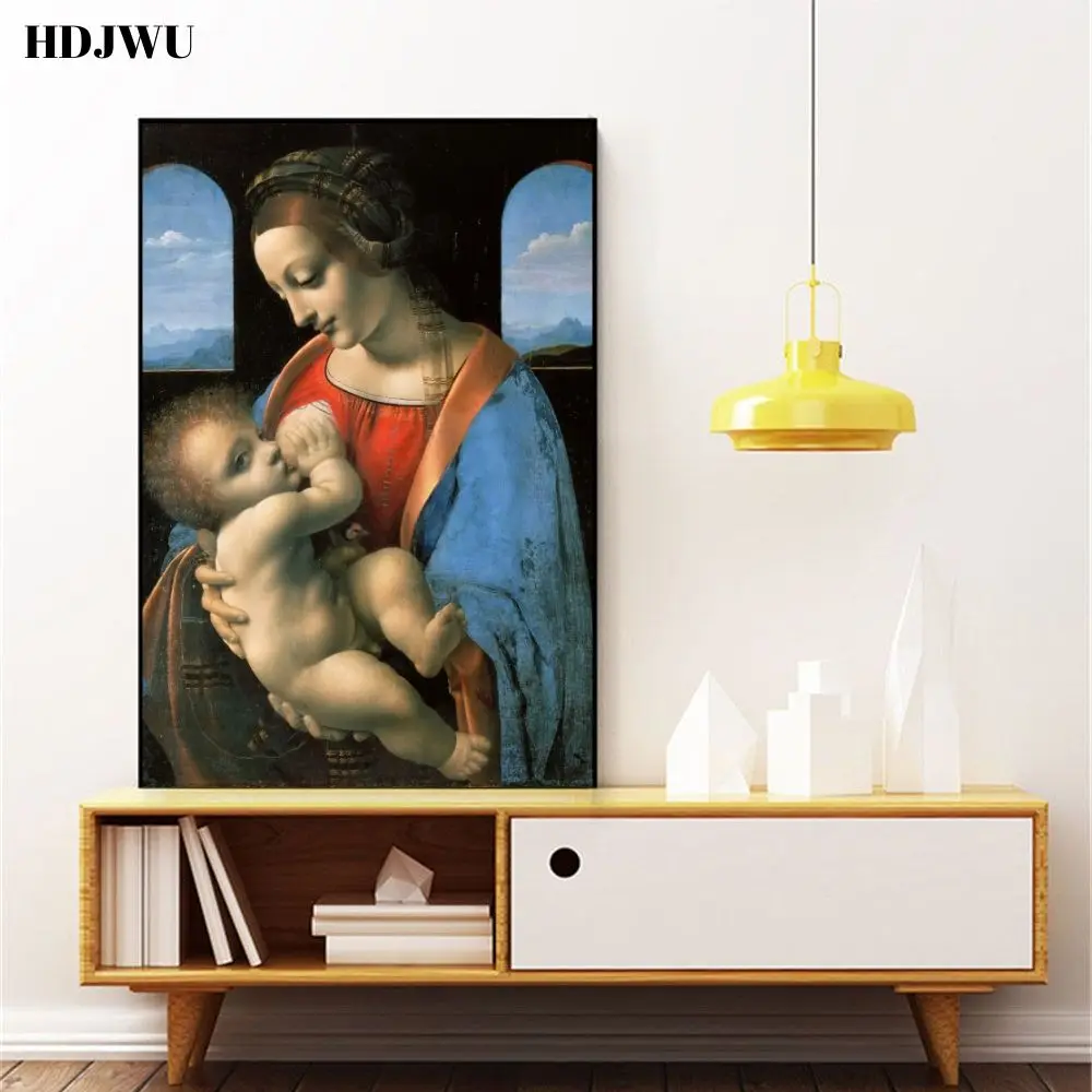 Leonardo Da Vinci Madonna Litta знаменитый живописец печатные Плакаты для украшения дома и