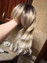 AISI QUEENS corto marrón peluca pelucas sintéticas con flequillo para las mujeres púrpura de la onda de agua Natural Bob pelucas resistente al calor falso pelo