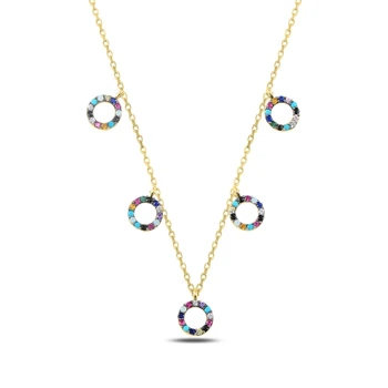 

KUTAYDAN Mixed Zircon Cubic Zirconia Hoop Dangle Pendant 925 Sterling Silver