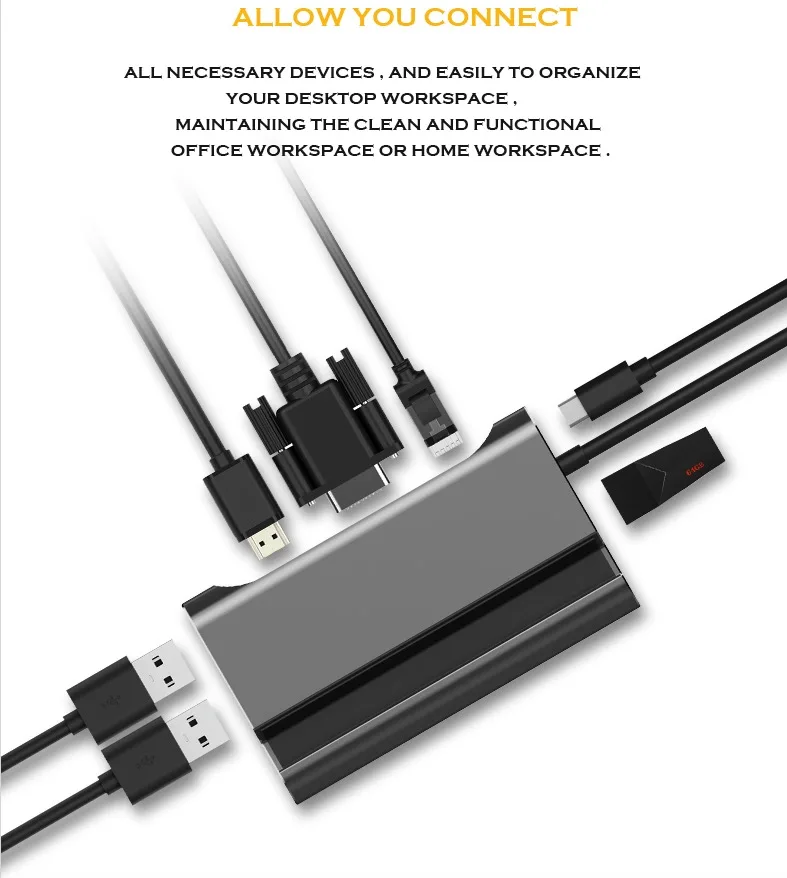 Usb c Мультиадаптер hdmi usb hub HDMI VGA Rj45 ethernet lan адаптер для MacBook pro 2019 Huawei Mate30 Pro samsung