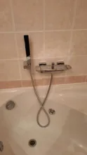 Bathroom Tub Faucet Single Handle Waterfall Spout Mixer Tap with Hand Shower Wall Mounted