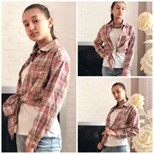 KarSaNy Boyfriend Oversized Shirt Plaid For Women Blouses And Tops Spring Loose Plaid